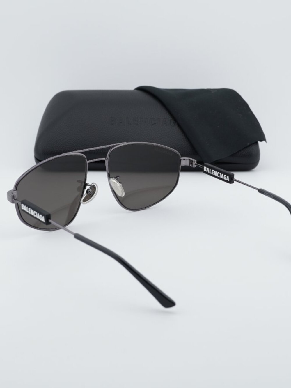 Balenciaga BB0115S 001 Aviator Sunglasses - Grey/Dark Grey - Picture 7 of 12